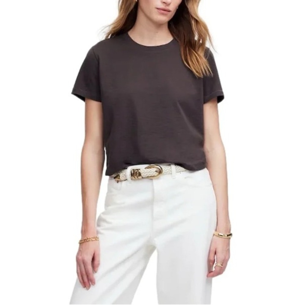 Madewell‎ Softfade Cotton Lakeshore Crop Tee Charcoal Gray Women's Medium
